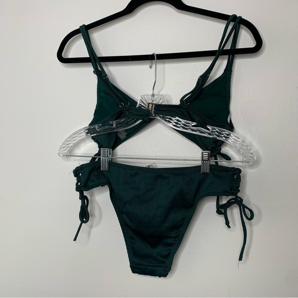 Kenzie dark green lace up side adjustable bikini - Picture 7 of 7